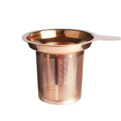 Hot selling custom rose gold color copper tea strainer tea set with lid
