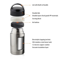 600ML Double Wall Stainless Steel Food Container Keep Hot 24 Hours Thermos Lunch Box