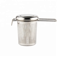 Christmas Gift Brew-in-Mug Stainless Steel  Basket Tea Infuser With Lid and Long Cool Touch Handle