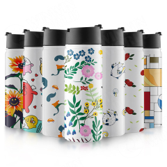 1000ml Multi Lids Double Wall Vacuum Insulated Water Bottle White Blank Sports Thermoses Water Bottles for Sublimation Printing