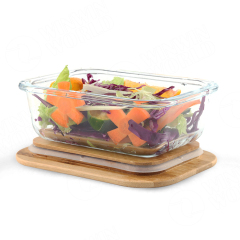 Eco-friendly Bamboo Food Containers Glass Food Container Boxes Borosilicate Container In Bulk Food Storage Box