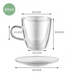 OEM  Double Wall Borosilicate Glass Coffee Tea Cup Set With High Quality Saucer
