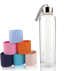LFGB Borosilicate Drinking Glass Bottle Water Bottle With Sleeve 550ML