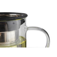 Amazon Custom 350ml Professional Borosilicate Glass Tea Infuser Mug Tea Cup With lid