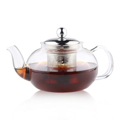 Stainless Steel Lid Tea Pot Borosilicate Glass Tea Maker With Stainless Steel Infuser Glass Tea Pot Wholesale