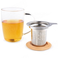 Glass Coffee Mug Tea Cup Single Wall Heatproof Insulated Glass with Bamboo Cups & Saucers High Borosilicate Glass