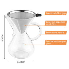 Amazon Hot Sale Glass Cold  Drip Pour Over Coffee Maker  Coffee Pot  With  Stainless Steel  Coffee Filter