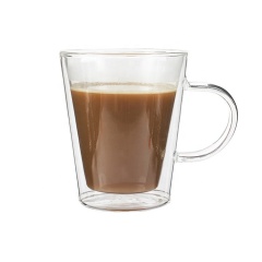 best quality  borosilicate coffee cup double wall large design glass coffee  cup