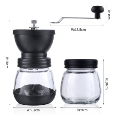 Hand Coffee Grinder with Two Glass Jars 5.5 oz Each Adjustable Setting Conical Burr Mill Manual Coffee Grinder