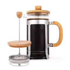 Unique Borosilicate Stainless Steel French Press With Bamboo Lid and Handle