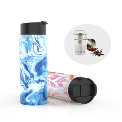 Stainless Steel Wide Mouth Water Bottle Vacuum Insulated Flask With Tea Infuser