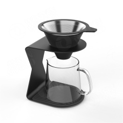 Pour Over Coffee Maker Dripper Hand Brewed Durable Glass Carafe Cafetiere 300ml and Cone Funnel Coffee Drip with Coffee filter