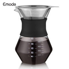 Pour Over Coffee Maker with Double-layer Stainless Steel Filter, 20 Ounce, Coffee Dripper Brewer & Glass Coffee Pot