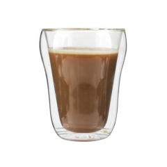 reusable double wall modern clear glass coffee cups juice