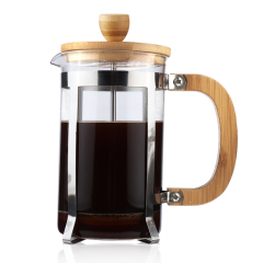 Unique Borosilicate Stainless Steel French Press With Bamboo Lid and Handle