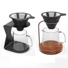 Pour Over Coffee Maker Pour Over Coffee Dripper with Stainless Steel Cone Filter Paperless Filters Coffee Strainer Glass Carafe
