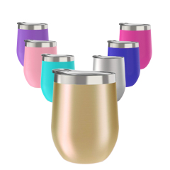 12 OZ Wine Tumbler Insulated Egg Tumbler Vacuum Insulated Mug with Lid Stainless Steel 304 and Pp/tritan Plastic Coffee Mugs