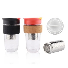 wide mouth tea infuser glass travel mug with lid