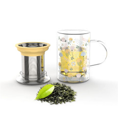 350ml Tea Cup 12oz High Borosilicate Glass Tea Mug with Tea Infuser