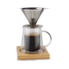 Pour Over Coffee Maker 500ml Borosilicate Glass Carafe With Rust Resistant Stainless Steel Paperless Filter  coffee Dripper