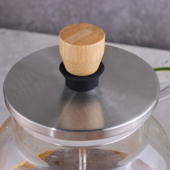 Eco-friendly Bamboo Lid Tea Pot Glass Tea Maker With Stainless Steel Infuser