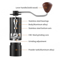 Portable Manual Stainless Steel Hand Adjustable Coffee Bean Manual Spice Coffee Grinder with Ceramic Burrs
