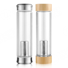 High Quality Borosilicate Glass Water Bottle With Custom Logo Flat Cute Glass Water Bottle