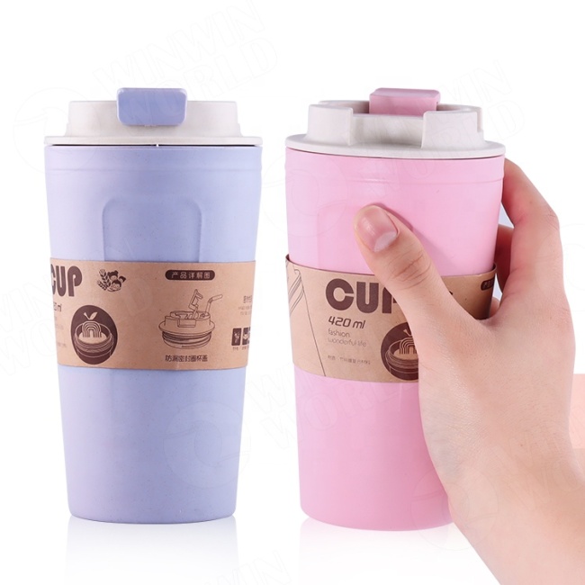 Reusable Coffee Cup Eco Friendly Travel Wheat Straw Custom Mugs