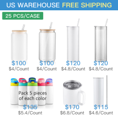 USA warehouse 20oz Skinny Straight Sublimation Blanks Stainless Steel Tumblers With stainless steel Straws