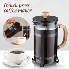 Wholesale Amazon 34oz Stainless Steel Glass Coffee French Press Coffee Maker  With Bamboo Lid and Handle