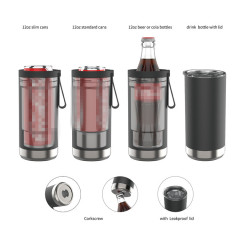 Can Cooler Double Wall Stainless Steel Insulated Vacuum Works With 12 Oz Slim Can Cooler