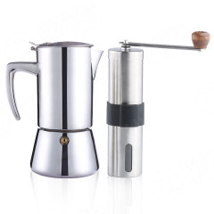 Stainless Steel Italian Coffee Maker Stovetop Espresso Maker Moka Pot With Coffee Grinder