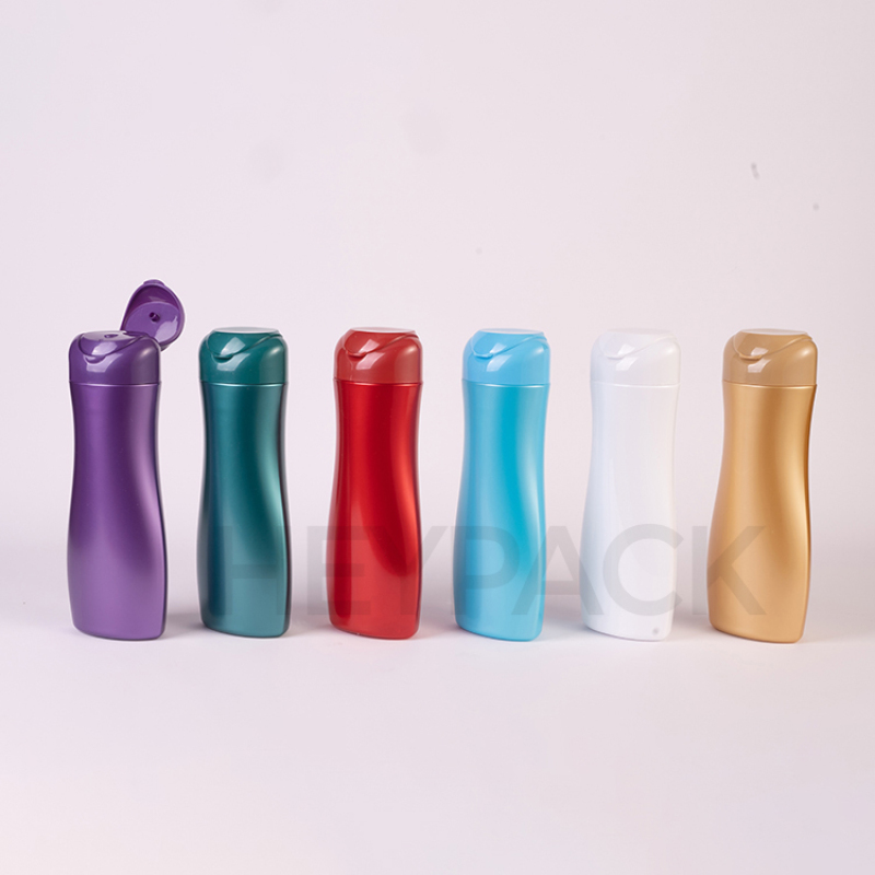 200ml 400ml 750ml flip cap PET custom color plastic shampoo bottle 