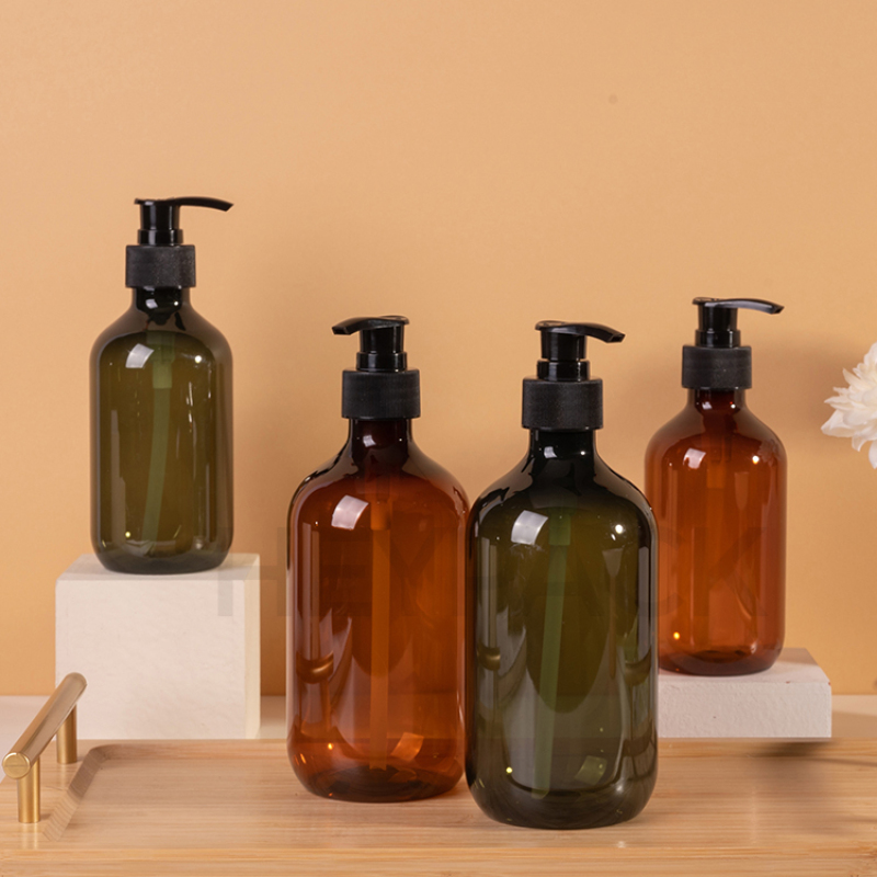 300ml 500ml 600ml amber green translucent shower shampoo pump bottle 
