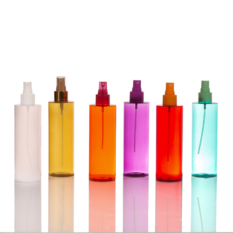 Bouteille PET de couleur différente de cylindre de 250 ml avec pulvérisateur de brouillard