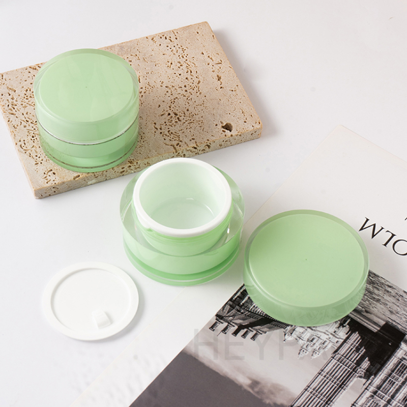 50 г акриловая банка для крема для ухода за кожей, контейнер зеленого цвета внутри