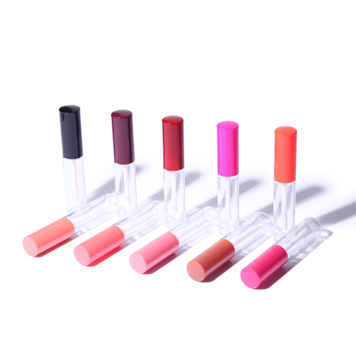 PET material clear lip gloss tube with colorful top
