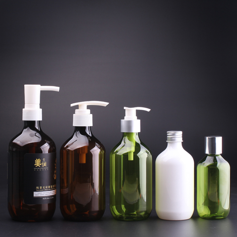 750ml 500ml PET boston round plastic shampoo bottle