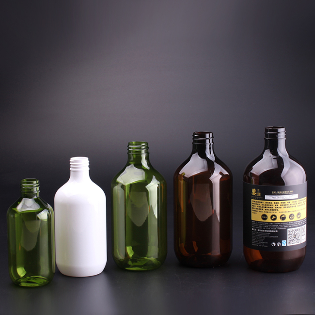 750ml 500ml PET boston round plastic shampoo bottle