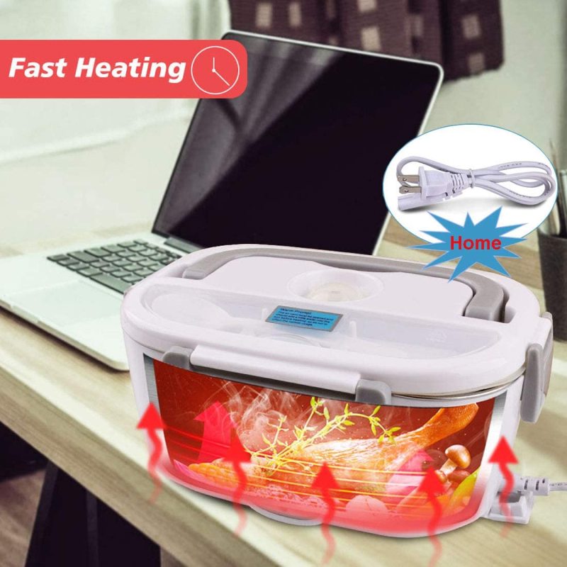 110V& 220V Plug 12V 40W Car Home Office Portable Food Heater Stainless Steel Container Electric Lunch Box