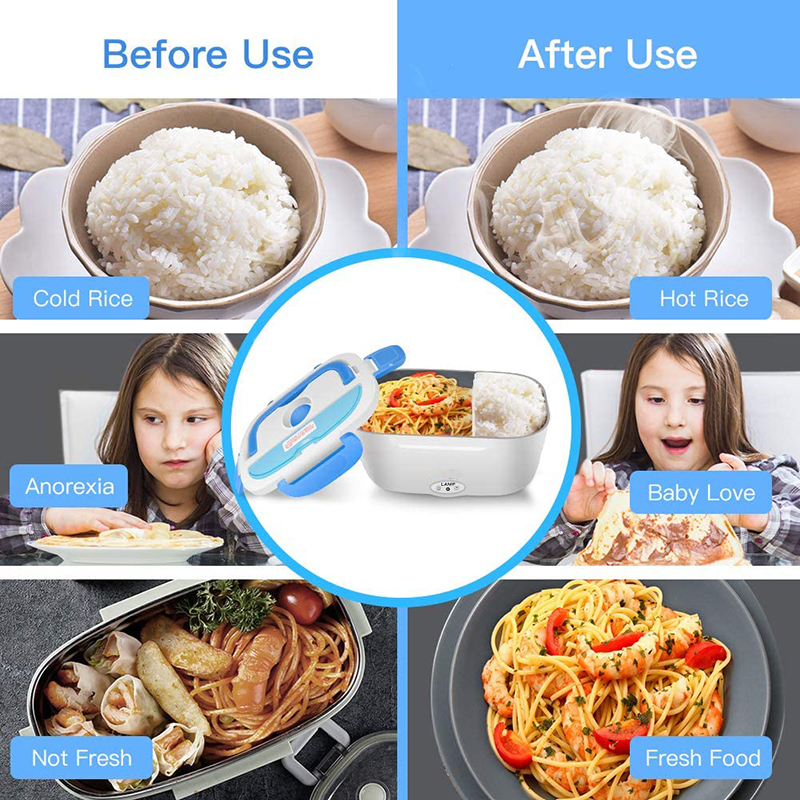 110V/12V Removable Stainless Steel Portable Food Warmer 1.5L, Portable Food Heater 2 in 1 Electronic lunch box for Car and Work
