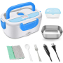 110V/12V Removable Stainless Steel Portable Food Warmer 1.5L, Portable Food Heater 2 in 1 Electronic lunch box for Car and Work