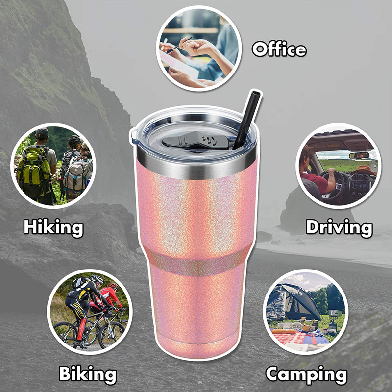30oz Stainless Steel Travel Tumbler with Lid, 6 Pack Double Wall Vacuum Insulated Bulk Tumbler, Powder Coated Coffee Cups
