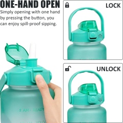 Tritan BPA Free Water Jug 64oz Motivational Plastic Gallon Water Bottle With Time Marker Straw for Fitness Gym Sports