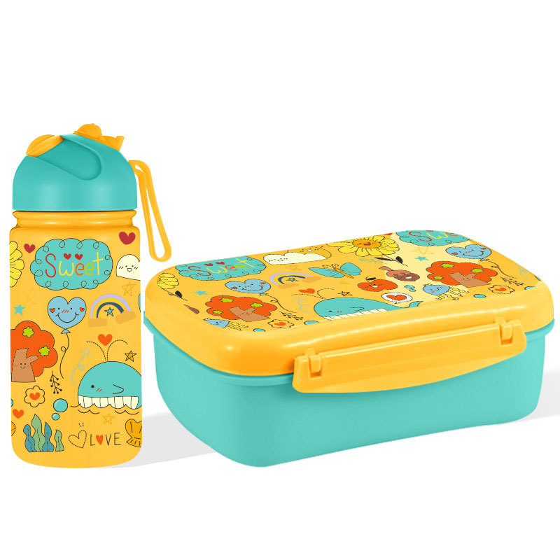 Bento Lunch Box with Insulated Water Bottle Ice Pack Set for Kids Toddlers BPA Free Removable Snack Box