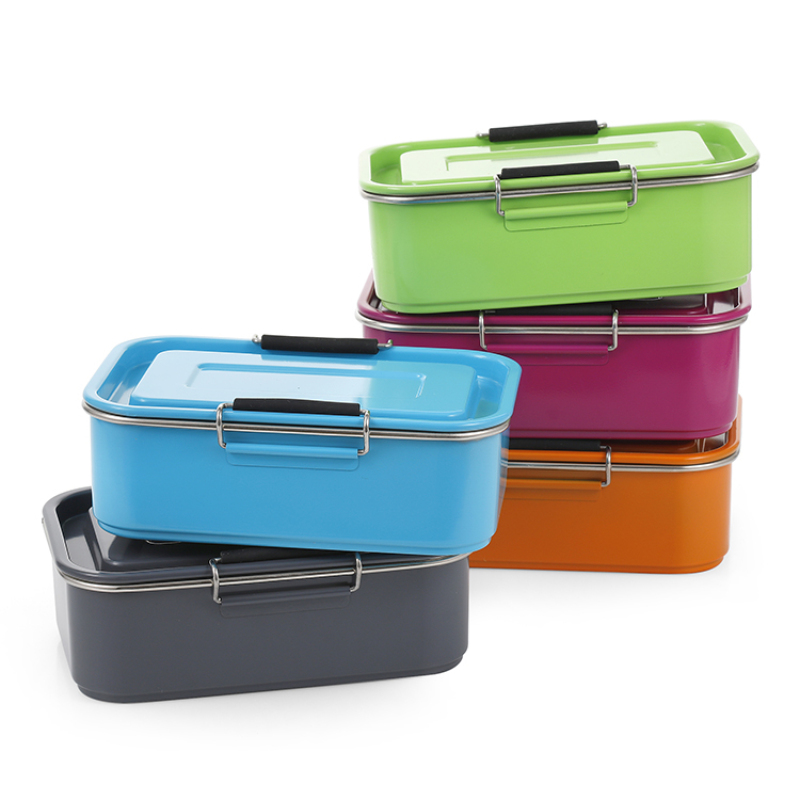 Children 304 Stainless Steel Bento Lunch Box Metal Lunch Containers with Silicone Ring