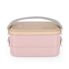 BPA Free Custom Logo 1600ML Bento Box 2 Layer Stackable Lunch Bento Box KOREAN Storage Boxes & Bins Eco-friendly Square Glossy
