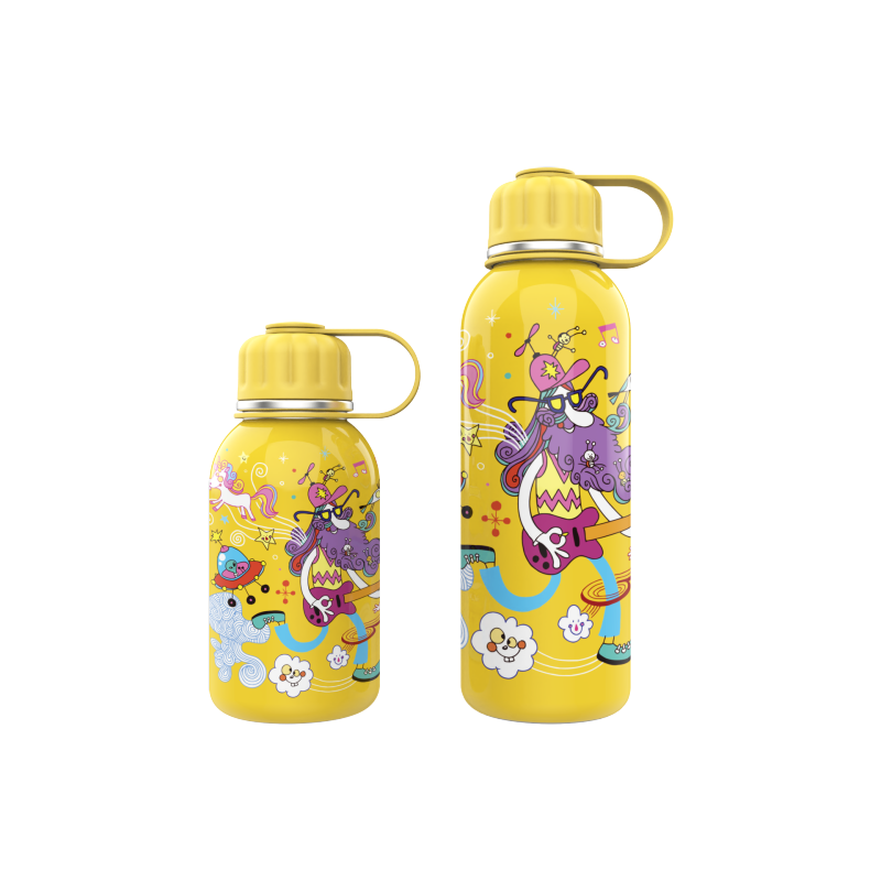 Cartoon Insulated Stainless Steel Reusable Tumbler for Toddlers  Girls Boys Kids Water Bottle with Handle Lid