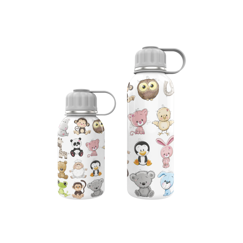 Cartoon Insulated Stainless Steel Reusable Tumbler for Toddlers  Girls Boys Kids Water Bottle with Handle Lid