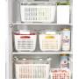 3 Pack Plastic White Produce Saver Container, Vegetable Fruit Storage Organizer Bins Fridge Container Box with Divider